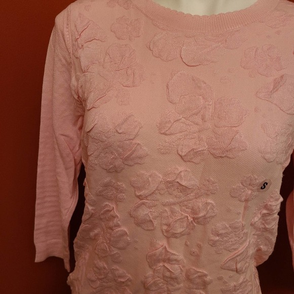Laura Scott Pink Sweater Textured Size Small - Picture 4 of 5
